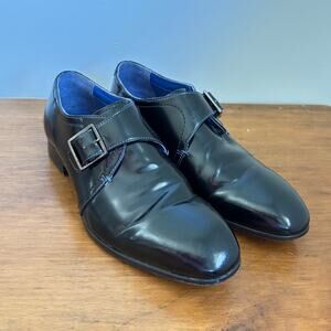 TED BAKER LONDON HUSKA Black Leather Buckle Fastening Dressy Shoes 8us